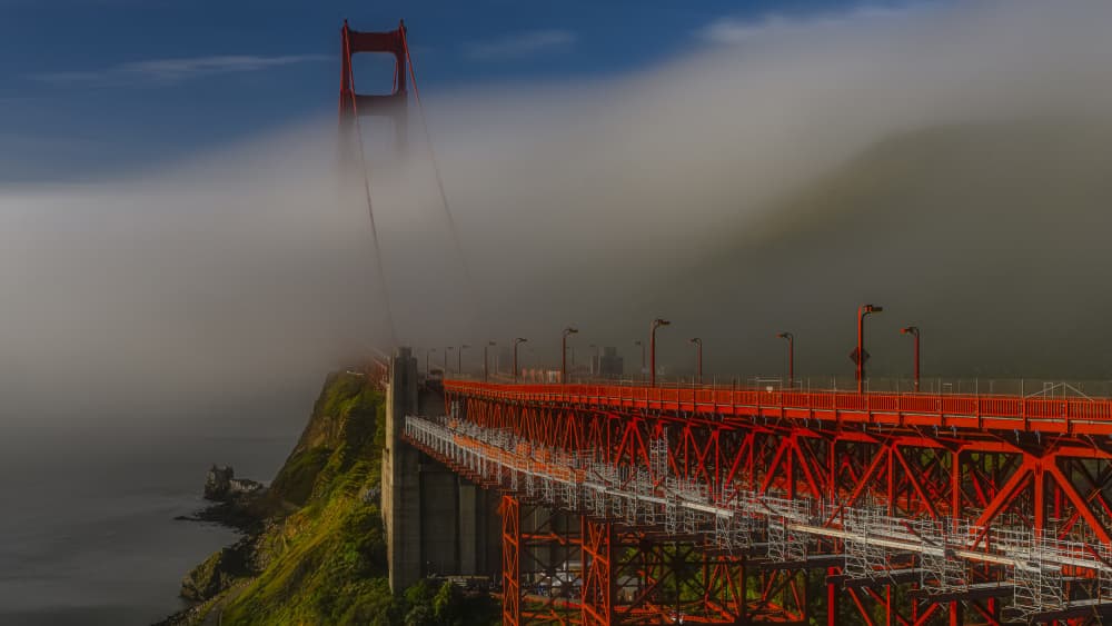 Golden Gate Foggy Morning by Robbert Ladan — canvas wall art