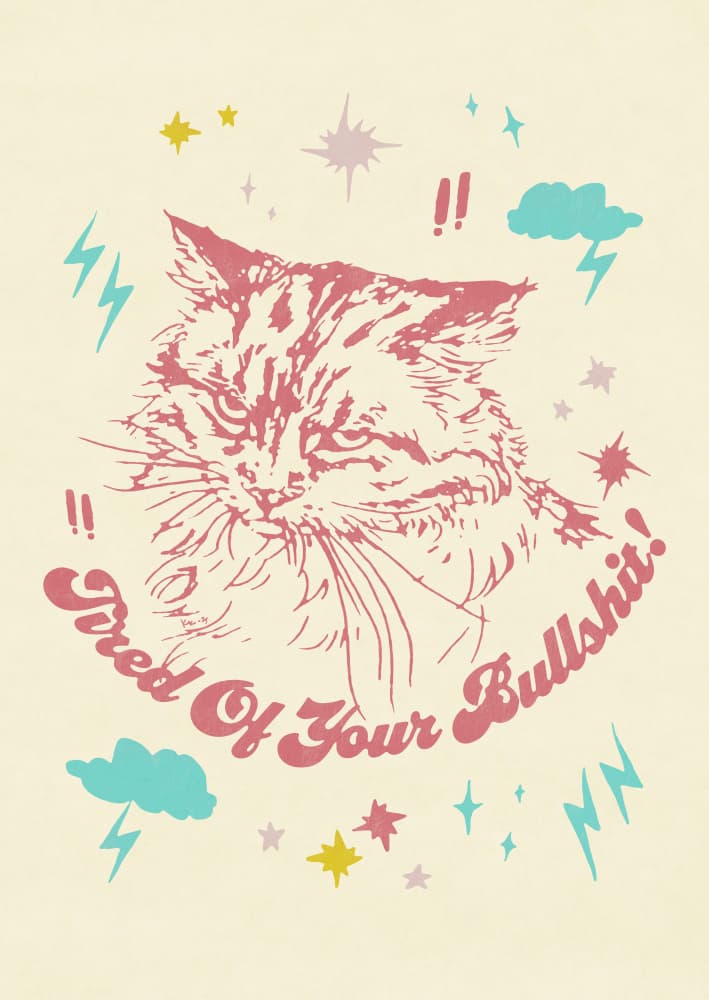 Grumpy Retro Cat by Katariina Kosunen — canvas wall art