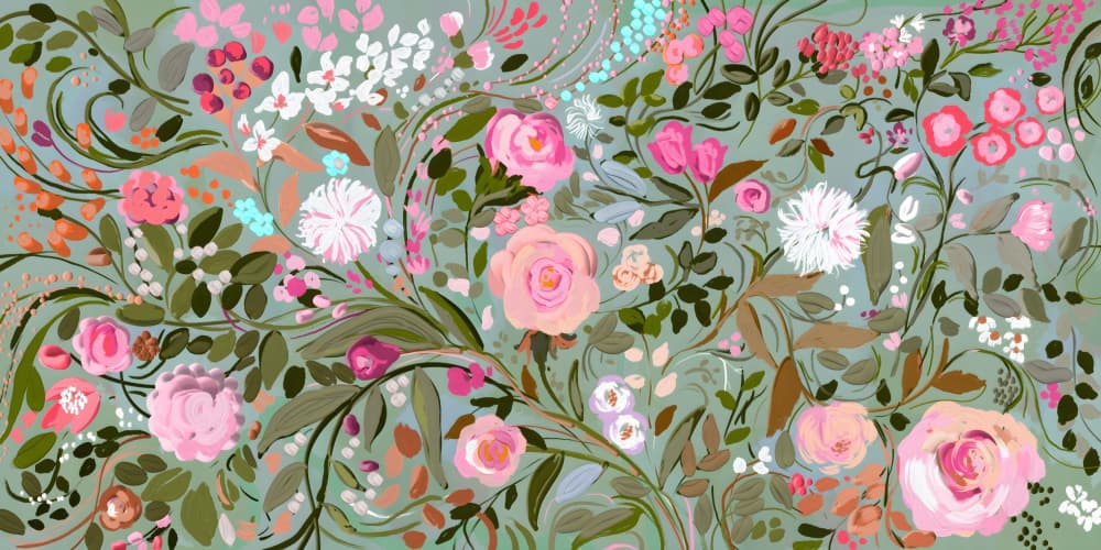 Pink Floral Garden by Josie George — canvas wall art
