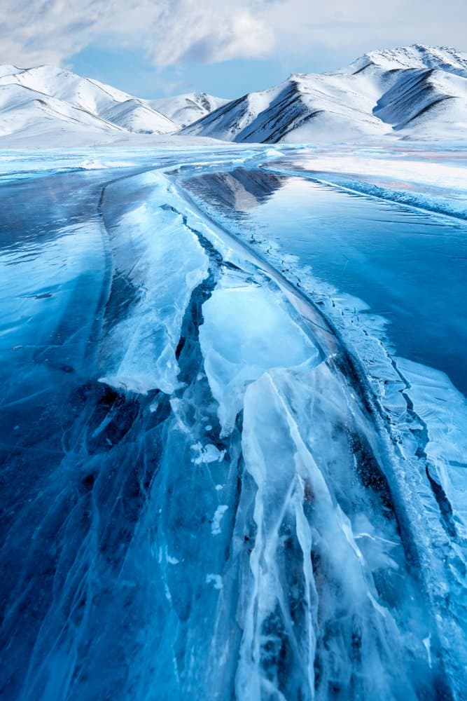 Deep Blue Ice Mountains by SPIDER — canvas wall art