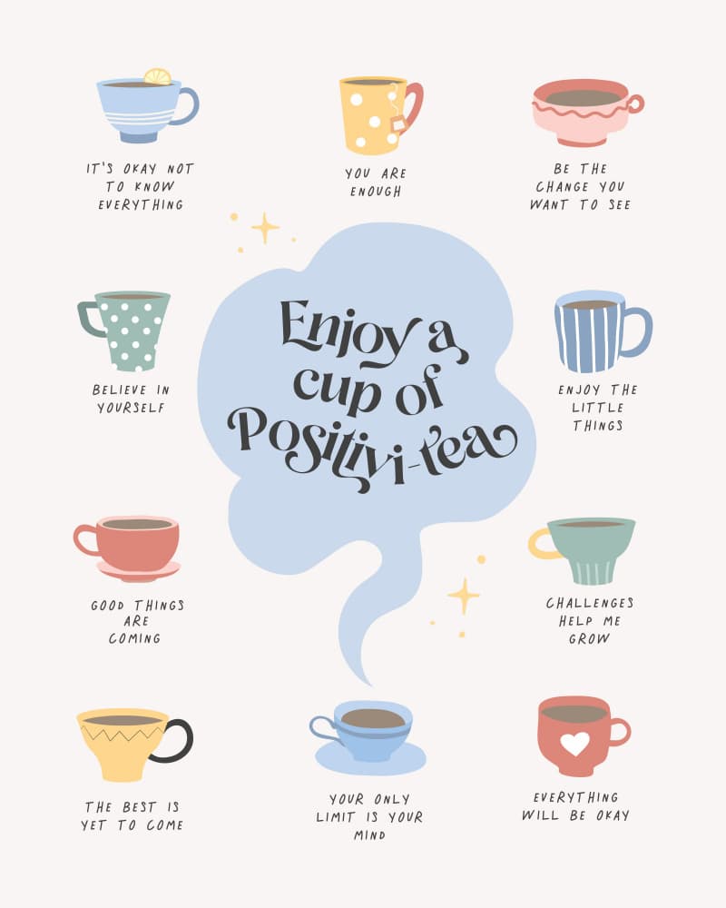 Positivi-Tea Cups by KsanaKalpa — canvas wall art