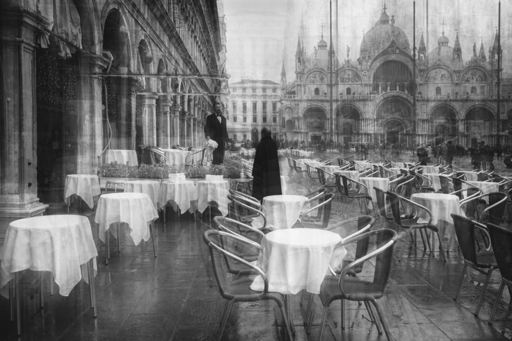 Venice Cafe Piazza San Marco by Roswitha Schleicher-Schwarz — canvas wall art