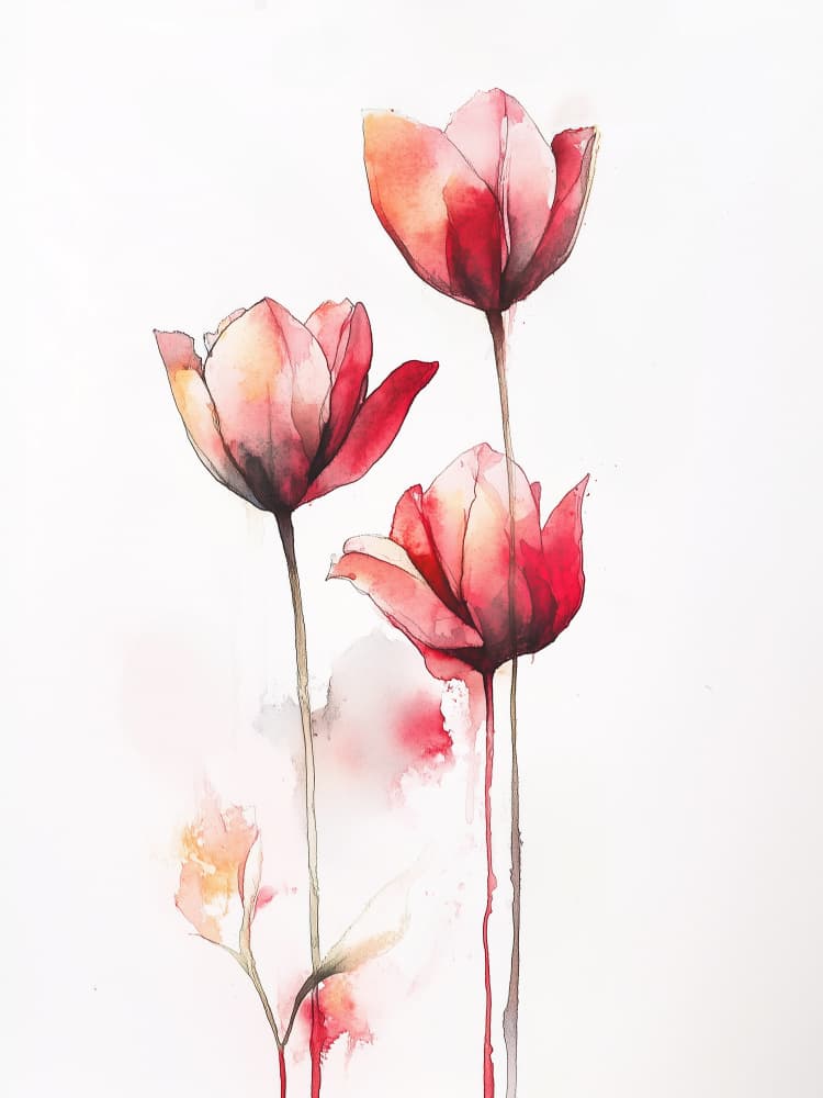 Vibrant Watercolor Tulips by Annika Persson — canvas wall art