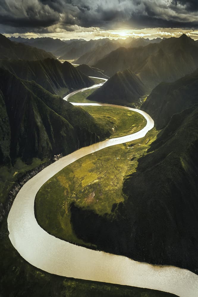 Winding River Valley by TIANQI — canvas wall art
