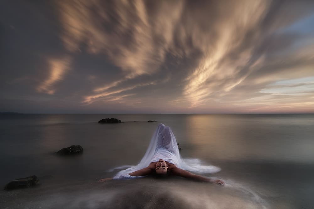 Ethereal Woman Sunset by Maria Kaimaki — canvas wall art