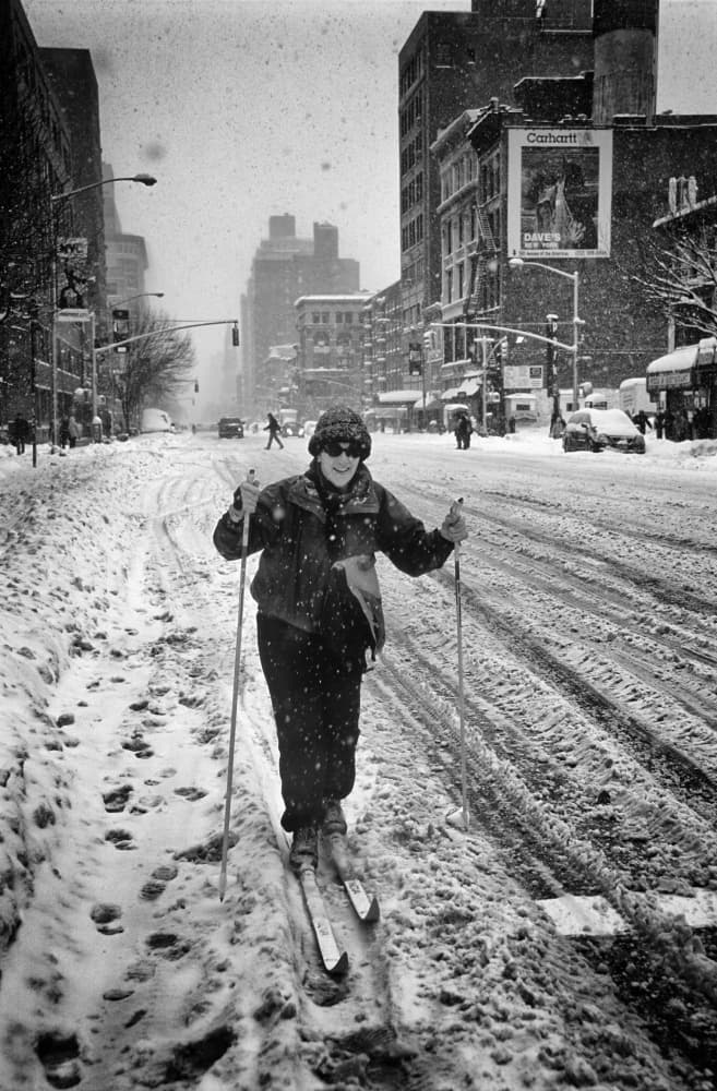 Urban Snow Skier by Martin Froyda — canvas wall art