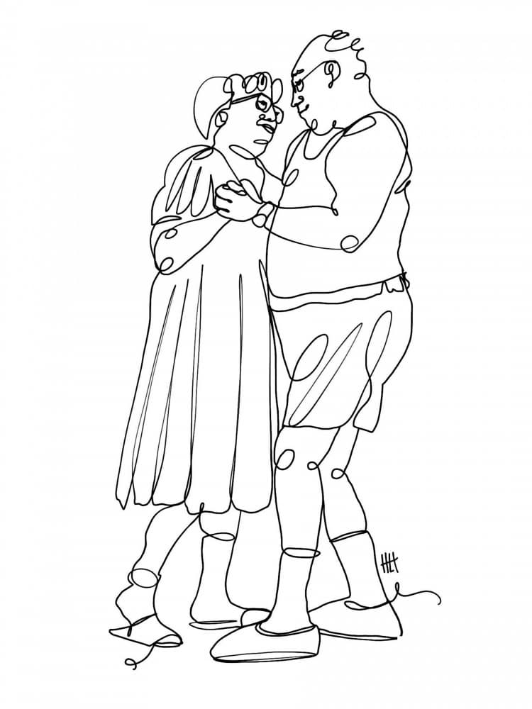 Dancing Senior Couple by Hanna Lee Tidd — canvas wall art