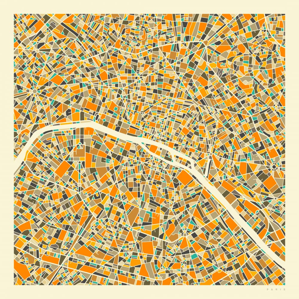 Paris Geometric Map by Jazzberry Blue — canvas wall art