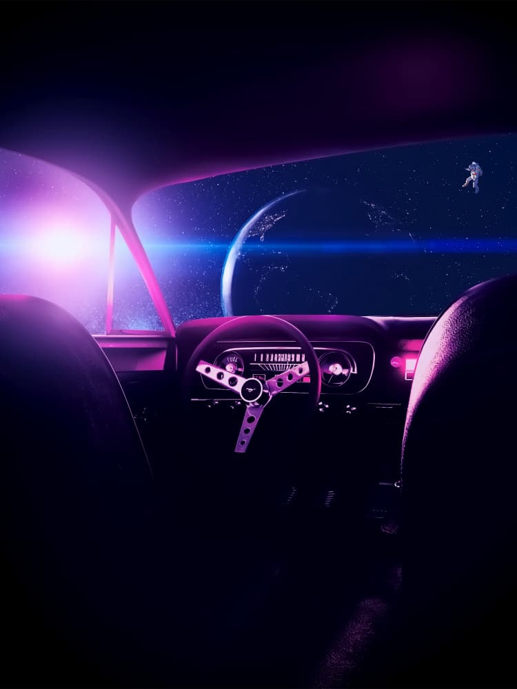 Vintage Car Cosmic View by Ritvik takkar — canvas wall art