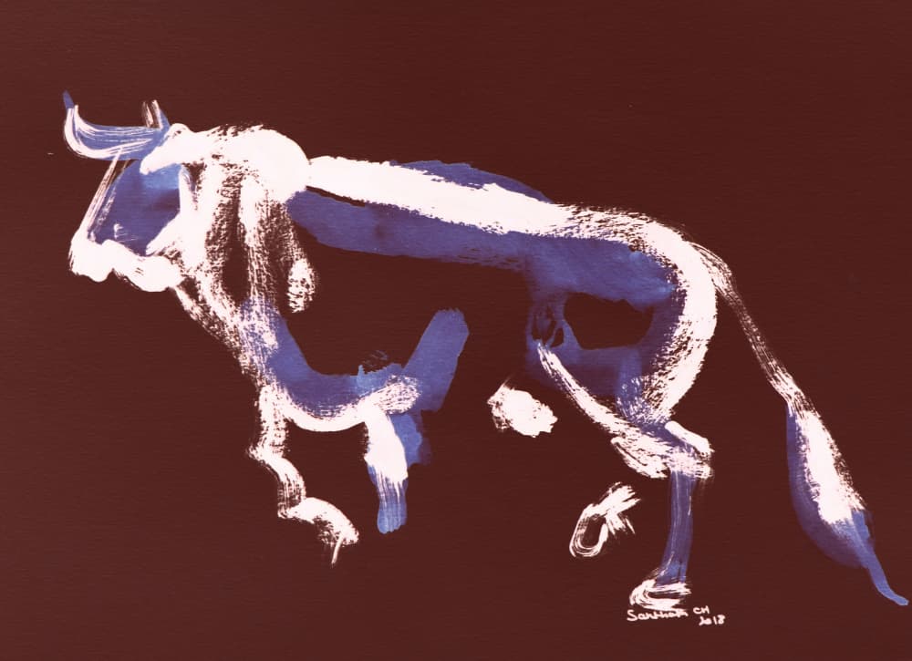 Dynamic Blue Bull by Santhosh ch — canvas wall art