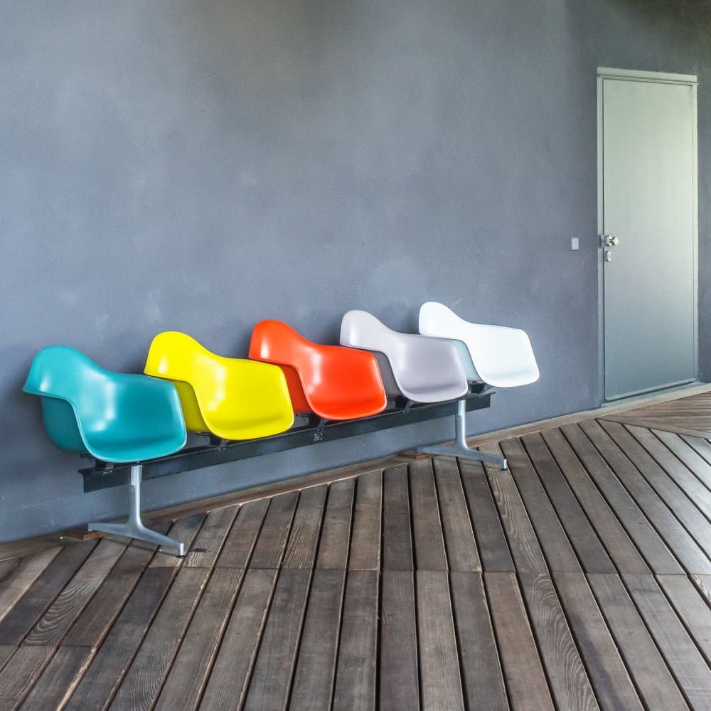 Vibrant Waiting Chairs by Luc Vangindertael (laGrange) — canvas wall art