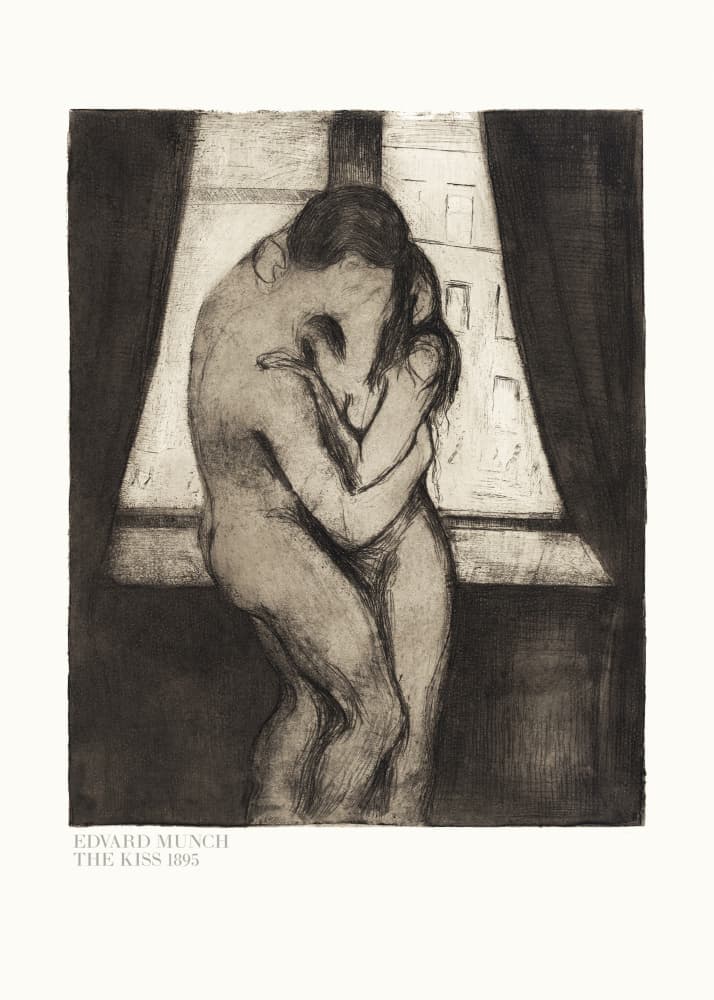 The Kiss 1895 by Edvard Munch — canvas wall art