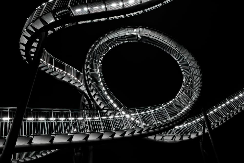 Illuminated Spiral Walkway by Bart Michiels — canvas wall art