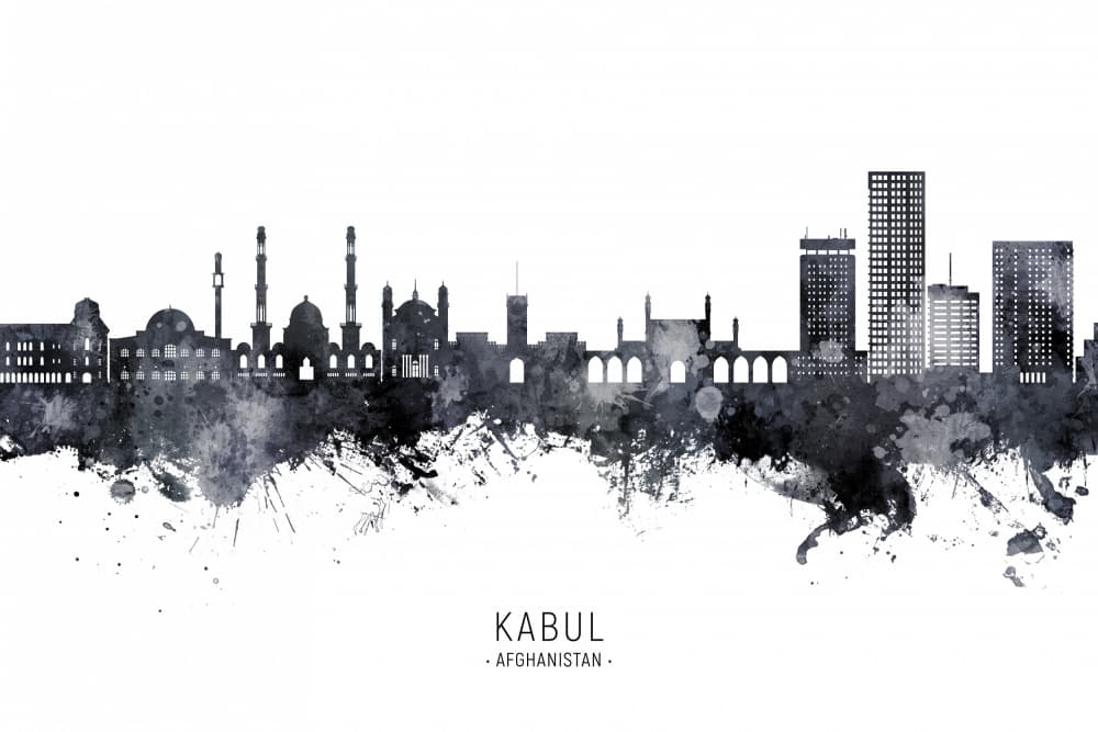 Kabul Skyline Silhouette by Michael Tompsett — canvas wall art