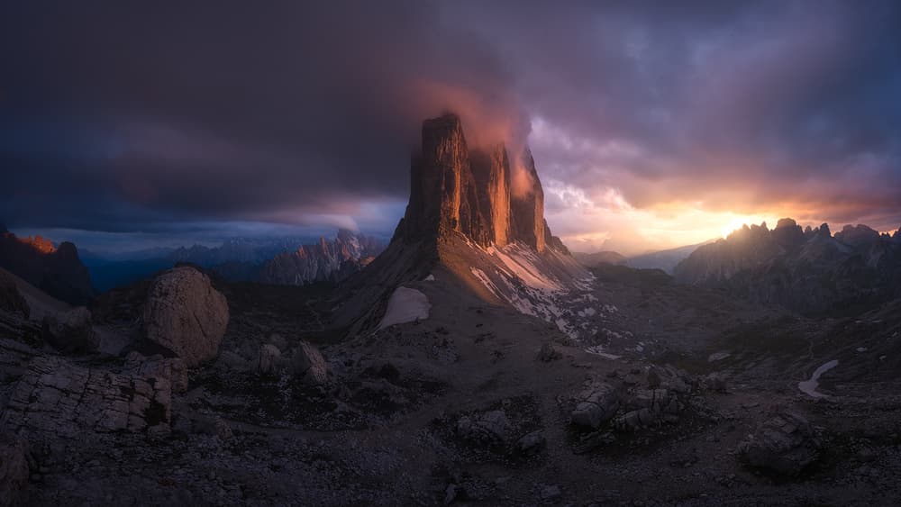 Dramatic Mountain Sunset by Guillermo García Delgado — canvas wall art