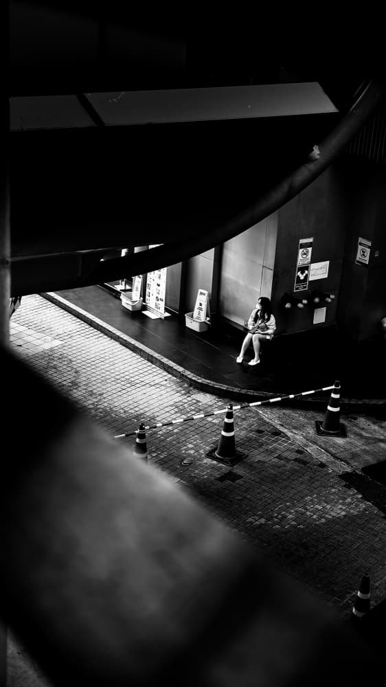 Solitary Figure City Night by hussain alqattan — canvas wall art