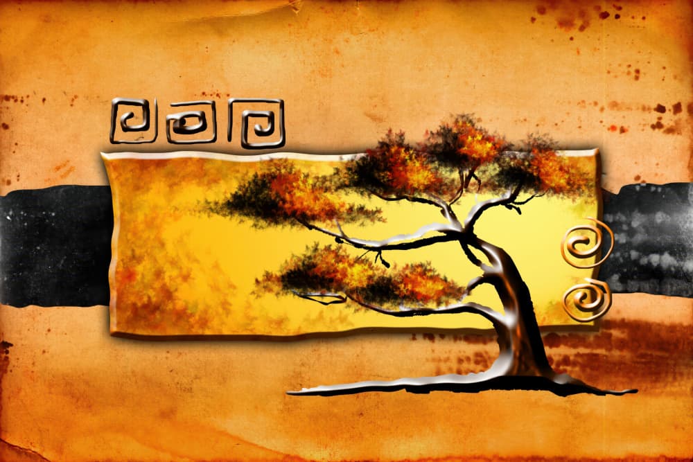 Golden Zen Tree by Rafal Kulik — canvas wall art
