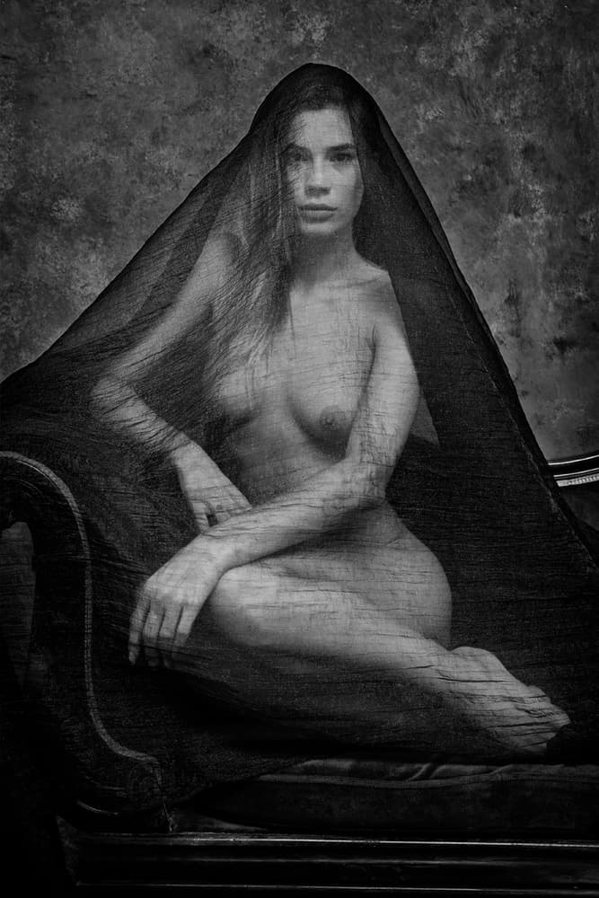 Mysterious Veiled Nude Woman by Joan Gil Raga — canvas wall art