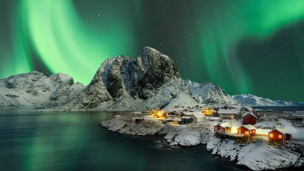 Aurora Mountain Village by Klaus Heuermann — canvas wall art