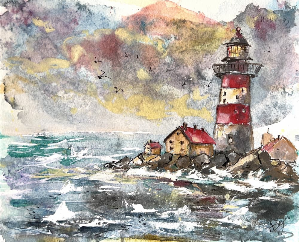 Stormy Lighthouse Coast by Anda Bieza — canvas wall art