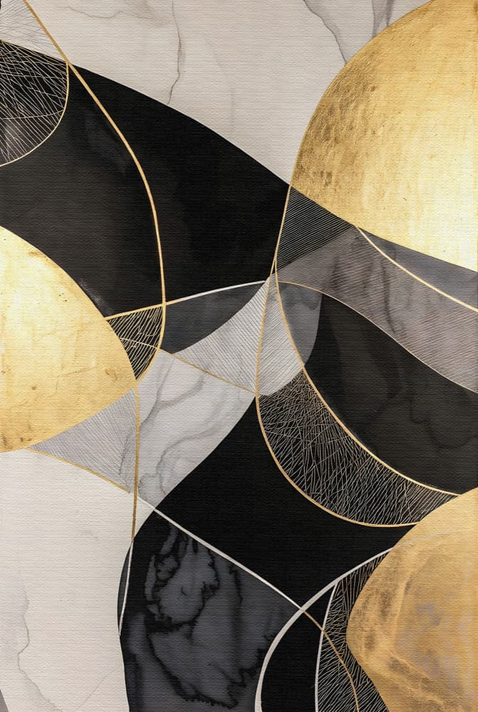 Black Gold Fluidity by Miguel Bruzual — canvas wall art