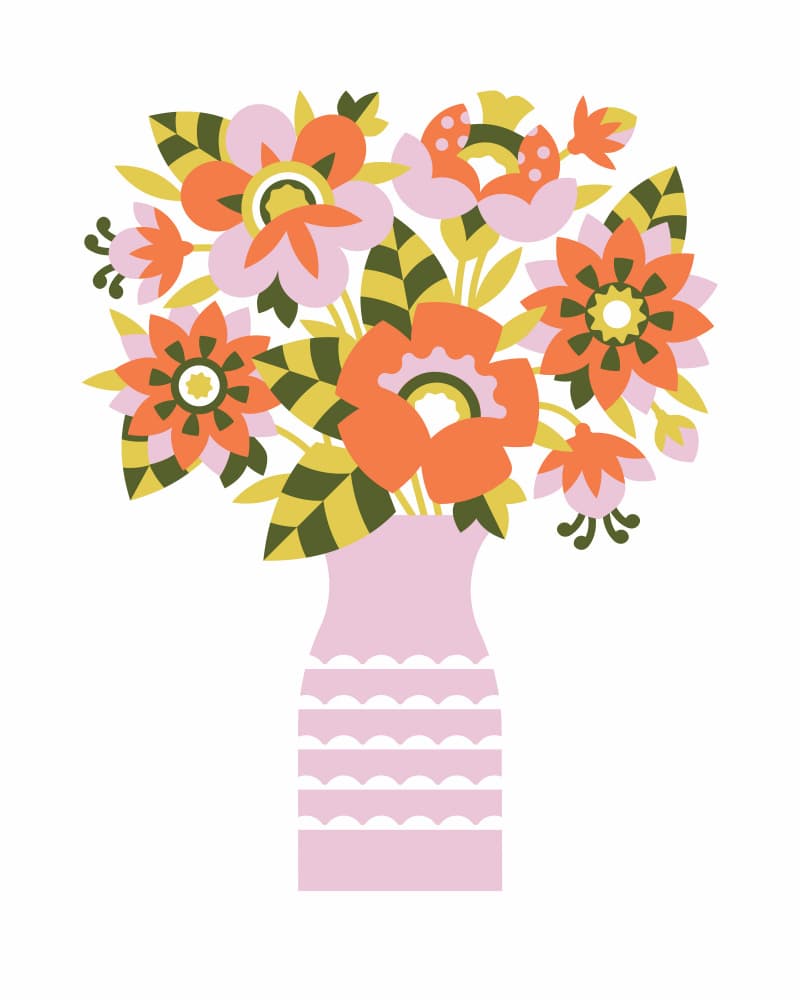 Cheerful Folk Floral Vase by Tetiana Kava Illustration — canvas wall art