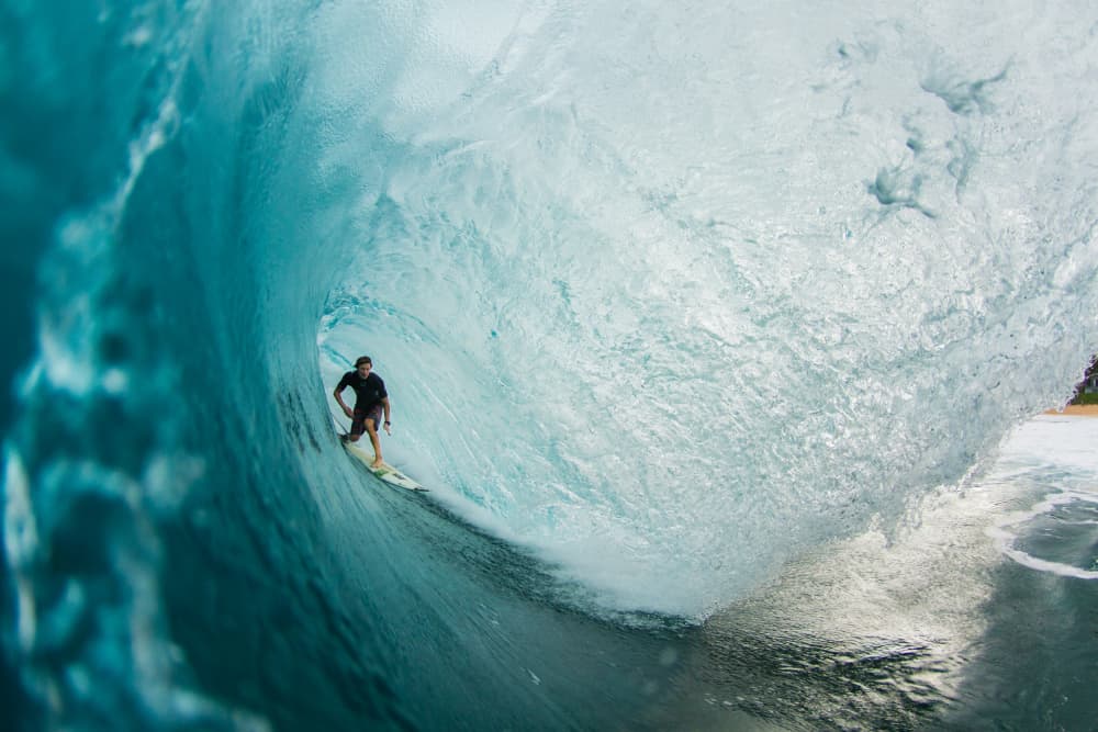 Surfer In The Barrel by Tyler Walker — canvas wall art