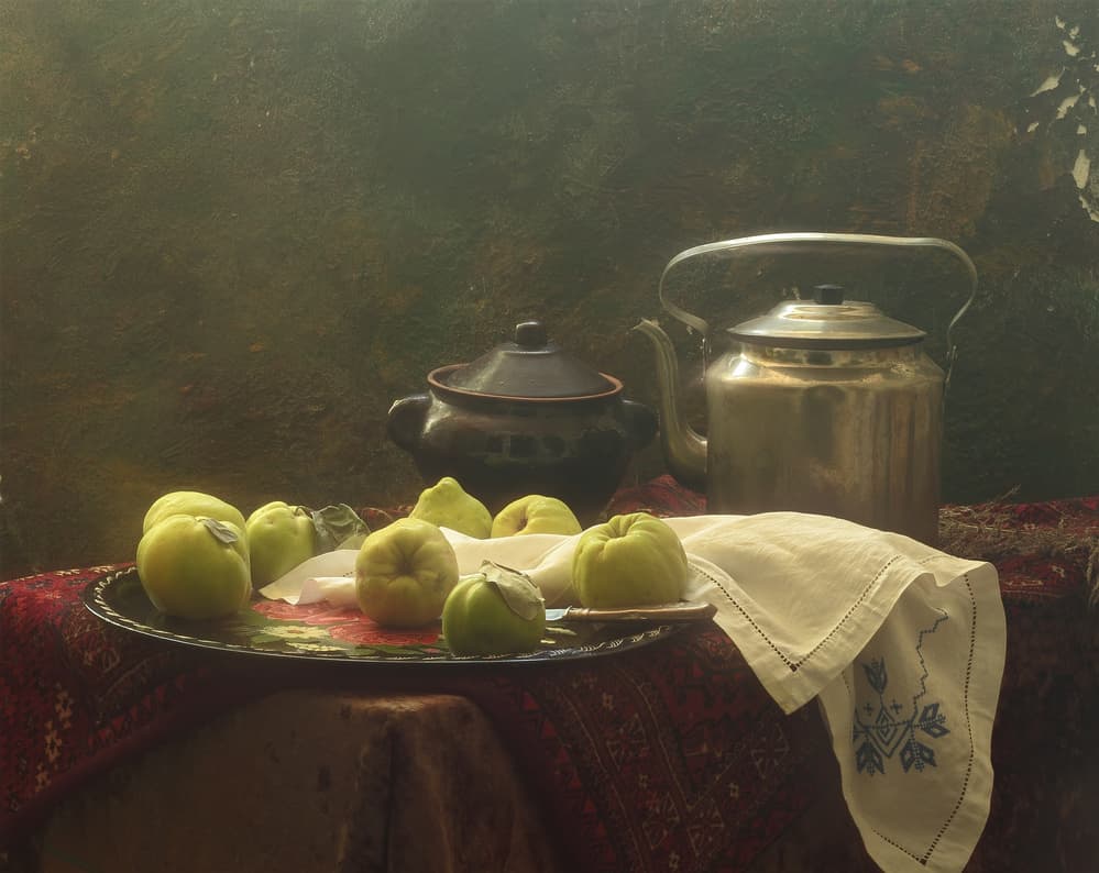 Rustic Quince Still Life by UstinaGreen — canvas wall art