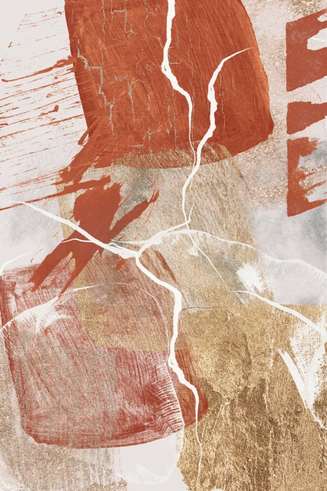 Earthy Gold Abstract Cracks by Sally Ann Moss — canvas wall art