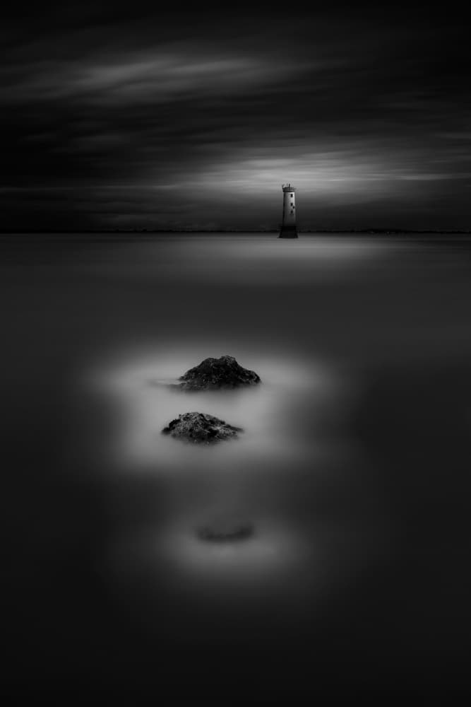 Solitary Lighthouse Sea Calm by Hugo Borges — canvas wall art