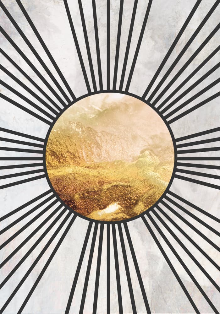 Golden Sunburst Abstract by Sarah Manovski — canvas wall art