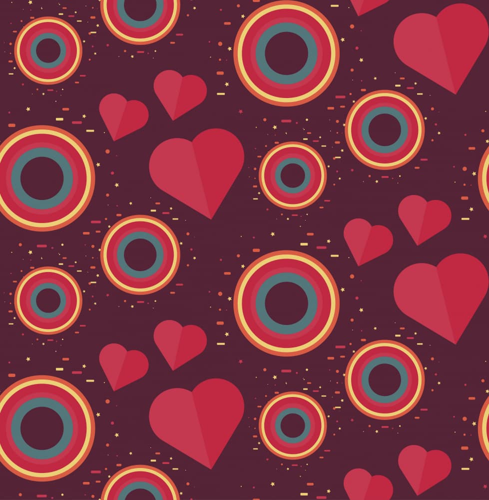 Retro Hearts Pattern by Marika Barsrsind — canvas wall art