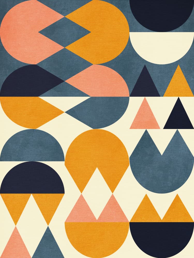 Rainbow Plus Shapes  Blue Mustard6 by Ana Rut Bre — canvas wall art