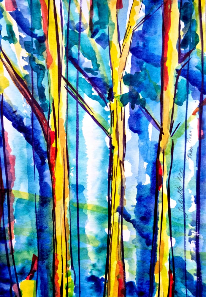 Abstract Watercolor Forest by Julija Belickienė — canvas wall art