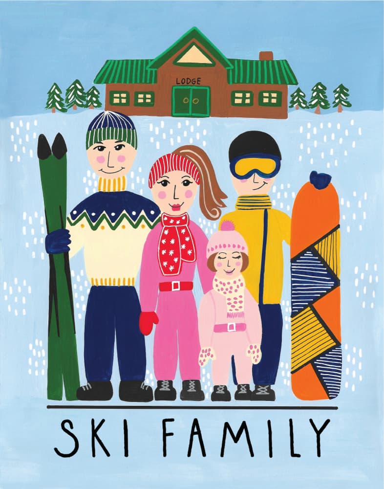 Happy Ski Family by Sara Coulter — canvas wall art
