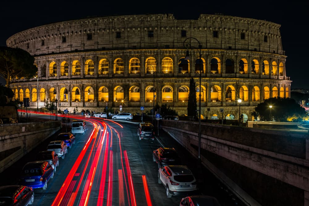Rome Colosseum Night by Nino Kankava — canvas wall art