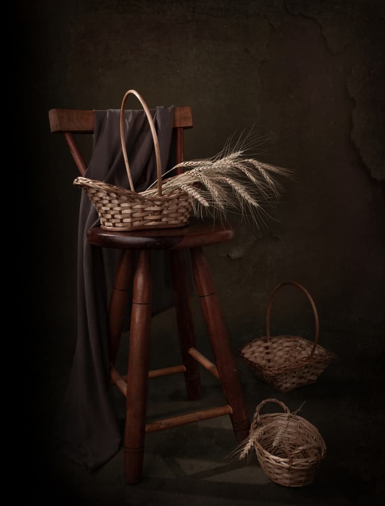 Rustic Baskets and Wheat by Margareth Perfoncio — canvas wall art
