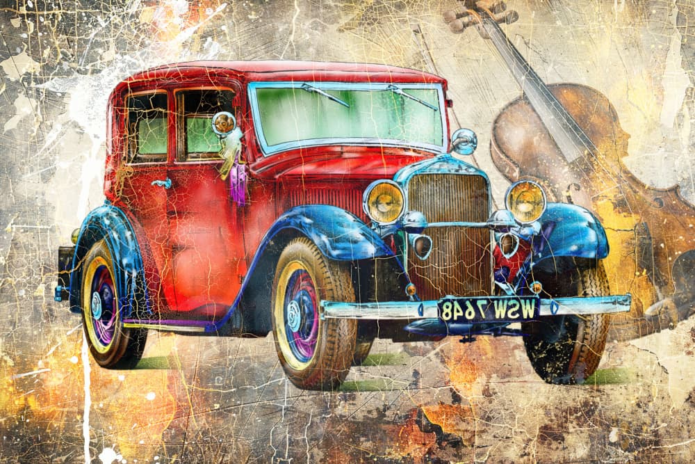 Vintage Car Violin by Rafal Kulik — canvas wall art