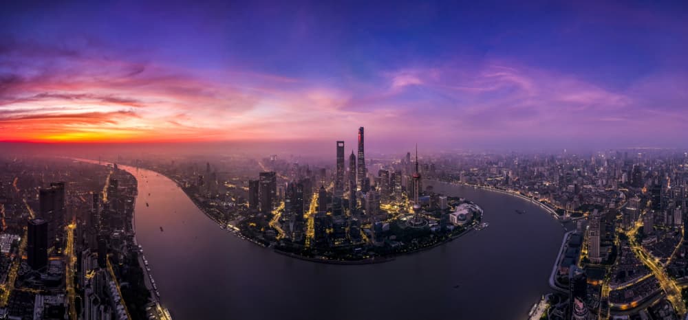 Twilight City Panorama by Raymond Ren Rong Liu — canvas wall art