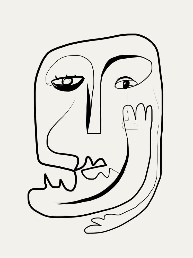Abstract Line Face by Little Dean — canvas wall art