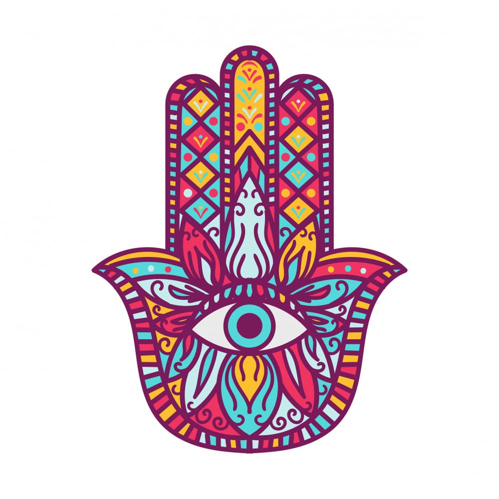 Colorful Hamsa Hand by Marika Barsrsind — canvas wall art