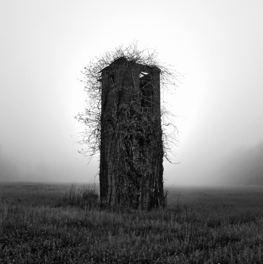 Misty Overgrown Tower by Chuck Gordon — canvas wall art