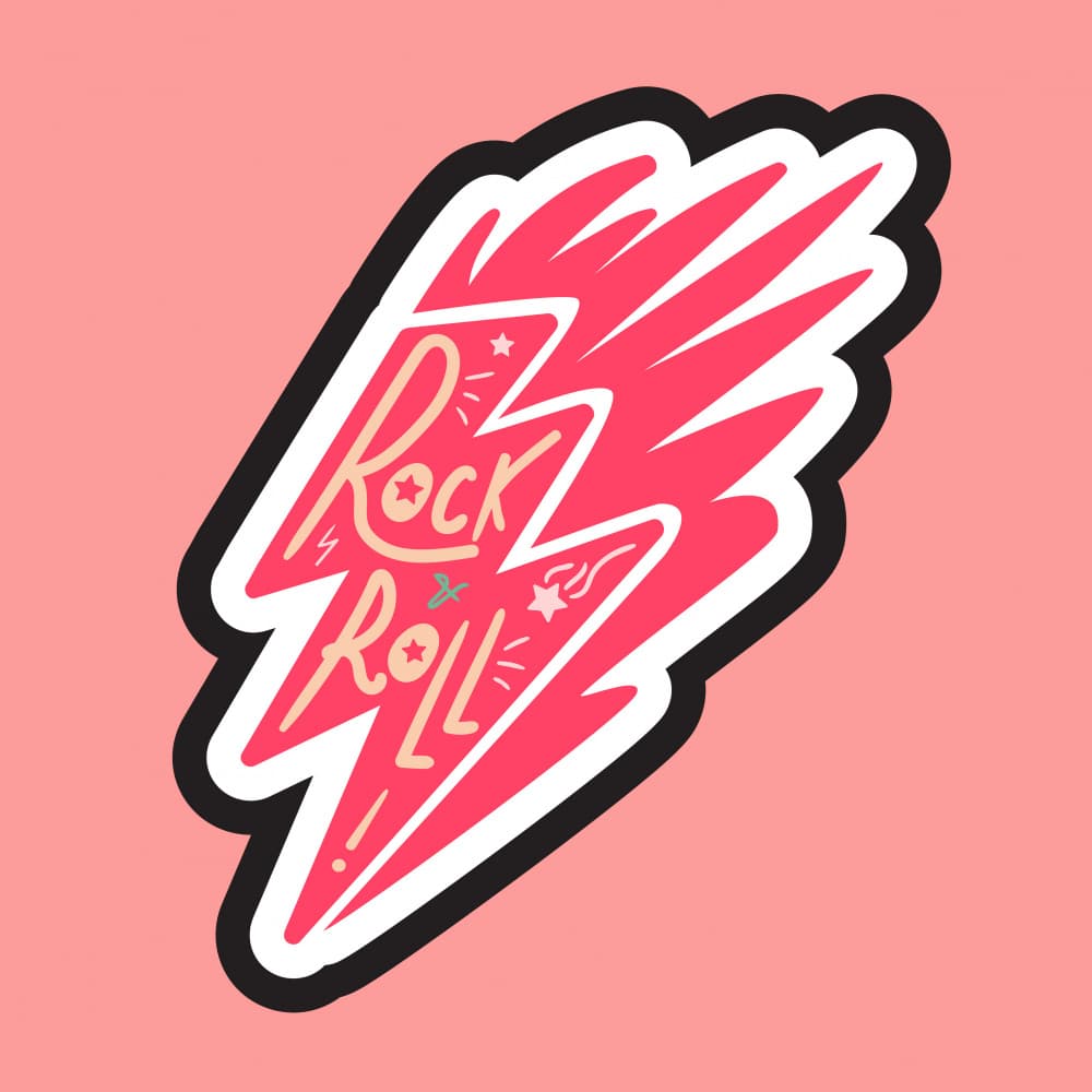 Rock Roll Lightning Bolt by Marika Barsrsind — canvas wall art