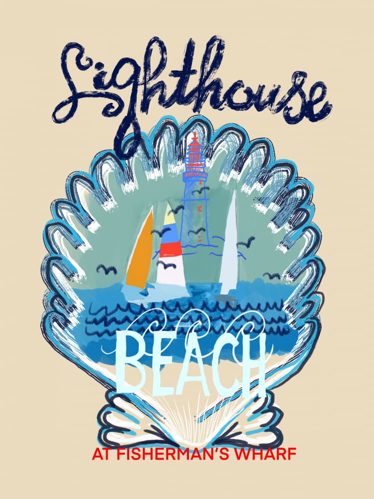 Coastal Lighthouse Beach by cartissi — canvas wall art