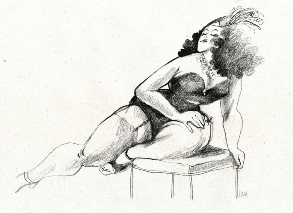 Curvy Pinup Glamour by Olga Skomorokhova — canvas wall art