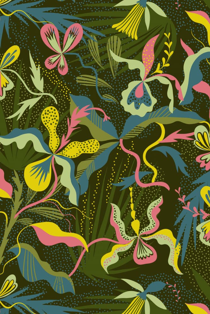 Vibrant Jungle Botanicals by uta krogmann — canvas wall art