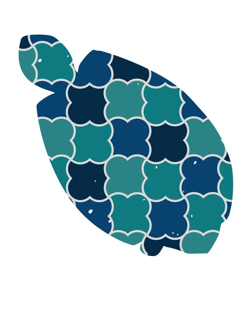 Blue Mosaic Turtle by Emiliano Deificus — canvas wall art
