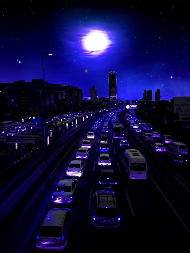 Urban Blue Moonlight by Ritvik takkar — canvas wall art