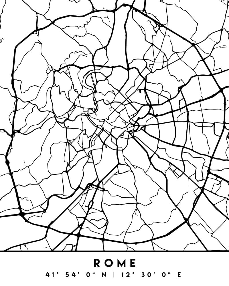 Rome City Street Map by Emiliano Deificus — canvas wall art