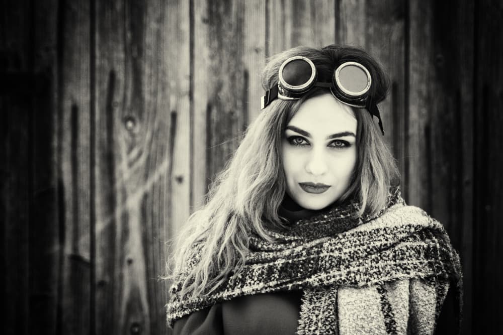 Vintage Aviator Woman by Mihai Bogdan R — canvas wall art